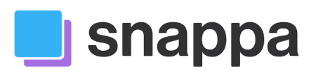 Logo of Snappa with a blue and purple graphic element, featuring the brand name in bold black text.