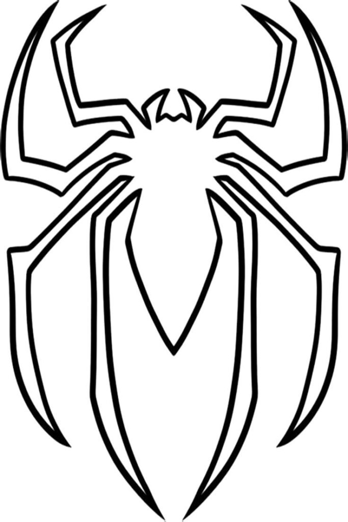 Stylized spider logo in black line art design on white background.