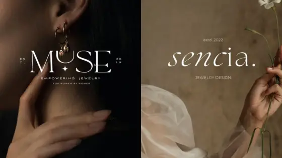 MUSE and Sencia jewelry branding showcasing elegant designs and empowering motifs for modern women.