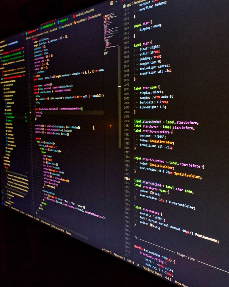 Colorful code on a dark screen, showcasing web development and programming in a text editor interface.