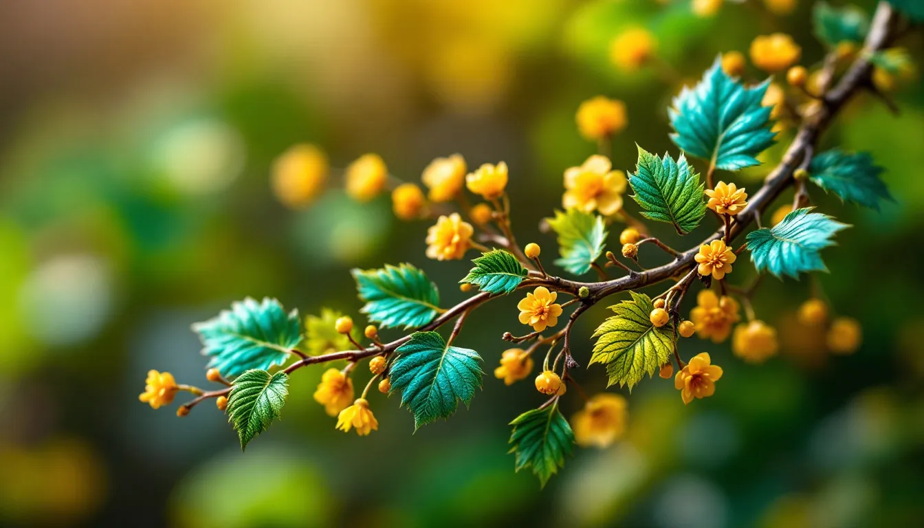 A close-up of henna leaves on a branch.