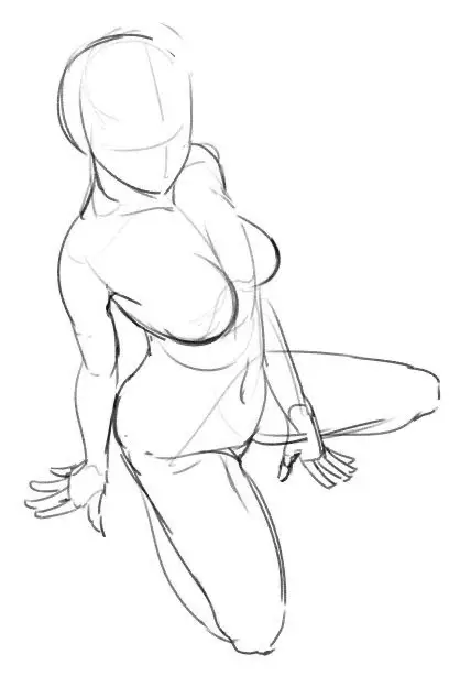 Dynamic sketch of a kneeling human figure, showcasing anatomical lines and pose.