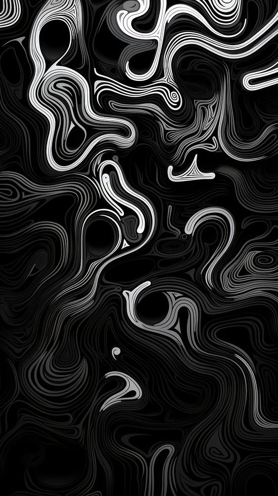 Abstract black and white pattern with fluid, wavy lines creating a textured hypnotic effect.