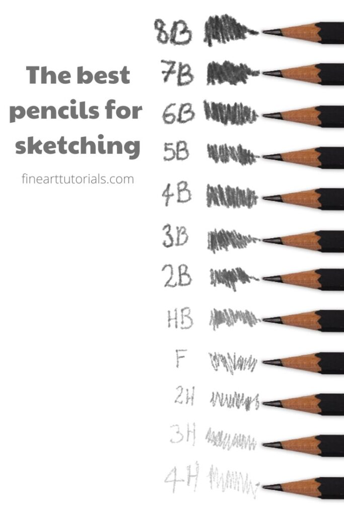 Various pencil shades from 8B to 4H for sketching. Ideal for artists to create diverse textures and tones.