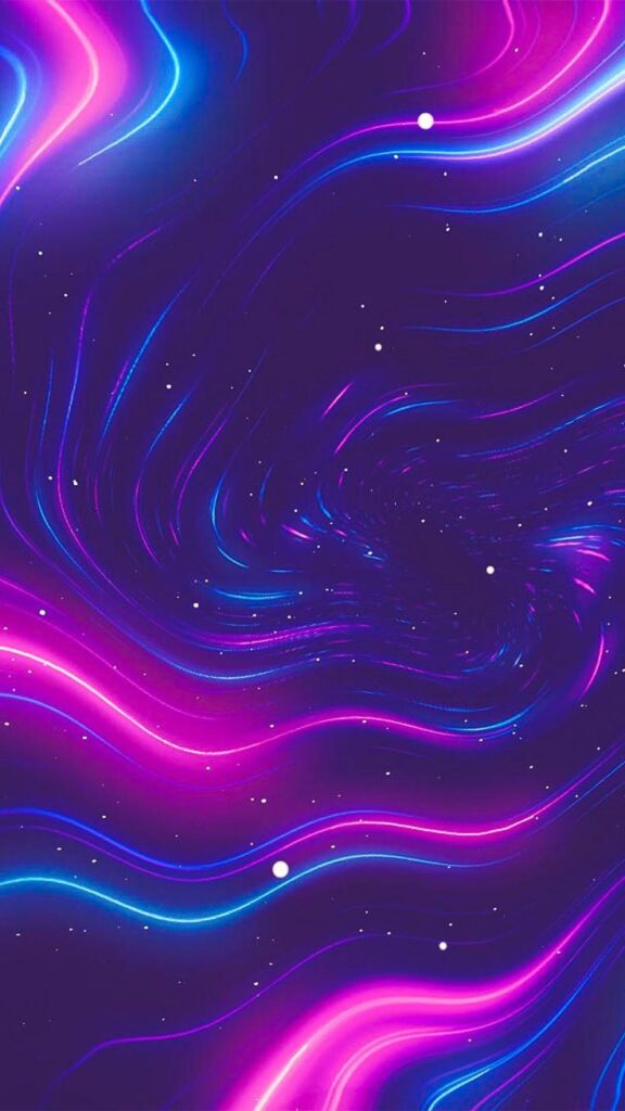 Neon swirl abstract background with vibrant pink and blue colors on a dark backdrop, creating a dynamic, cosmic effect.