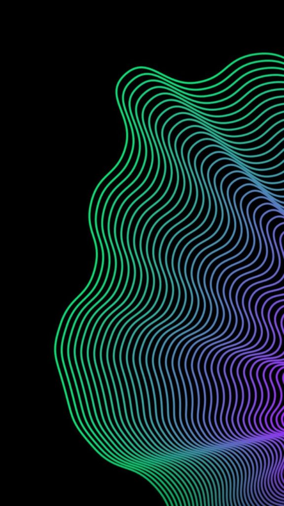 Colorful wavy lines forming a gradient pattern on a black background, creating a dynamic and abstract visual effect.