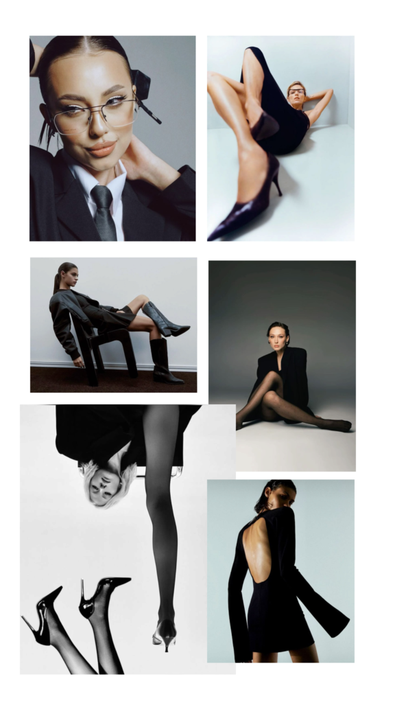 Без названия 2 Fashion collage: models in stylish outfits, featuring glasses, heels, and business attire in a modern, artistic pose. | Sky Rye Design Fashion collage: models in stylish outfits, featuring glasses, heels, and business attire in a modern, artistic pose.