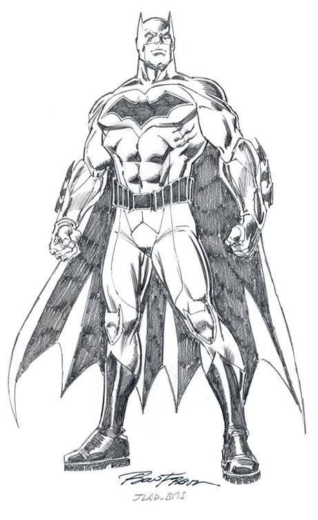 Sketch of a muscular superhero in a cape and mask, standing in a powerful pose, detailed pencil drawing.