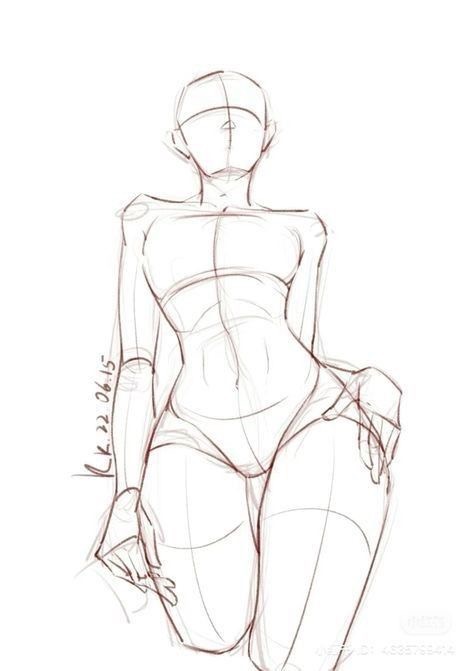 Sketch of a kneeling human figure with detailed anatomy lines, focusing on posture and proportion.