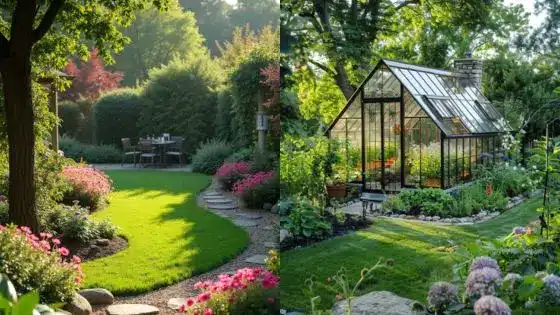 How TN Nursery Became one of the Worlds Most Influential Brands Lush garden with vibrant flowers and a cozy seating area next to a glass greenhouse under sunlight. | Sky Rye Design Lush garden with vibrant flowers and a cozy seating area next to a glass greenhouse under sunlight.
