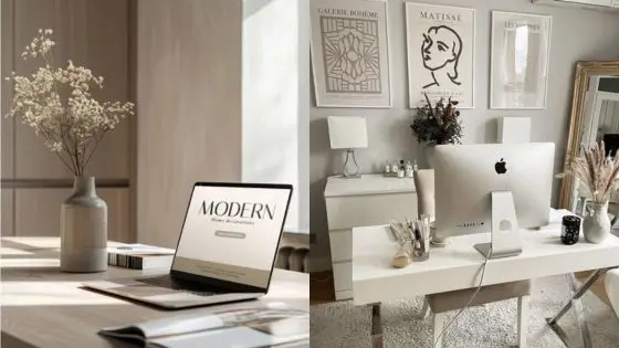 How To Set Up A Home Mesh Network Modern home office with minimalist decor, featuring computers on sleek desks and artistic wall prints. | Sky Rye Design Modern home office with minimalist decor, featuring computers on sleek desks and artistic wall prints.