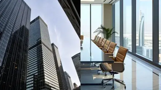 Why Costa Mesa Is a Hotspot for Commercial Real Estate Investment Modern skyscrapers and a sleek office boardroom with a city view, showcasing urban corporate architecture. | Sky Rye Design Modern skyscrapers and a sleek office boardroom with a city view, showcasing urban corporate architecture.