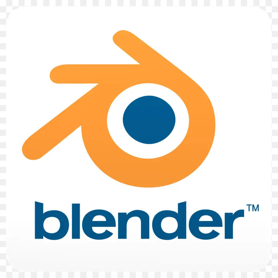 Blender 3D software logo, orange design with blue circle on white background, text below.