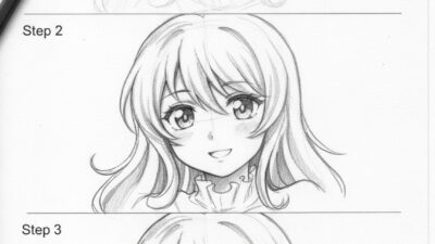 Anime girl drawing tutorial - 3-step pencil sketch to shaded manga portrait
