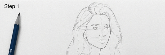 how-to-draw-hair-1-1 Step 1: pencil sketch of a woman's face for how-to portrait drawing tutorial | Sky Rye Design Step 1: pencil sketch of a woman's face for how-to portrait drawing tutorial