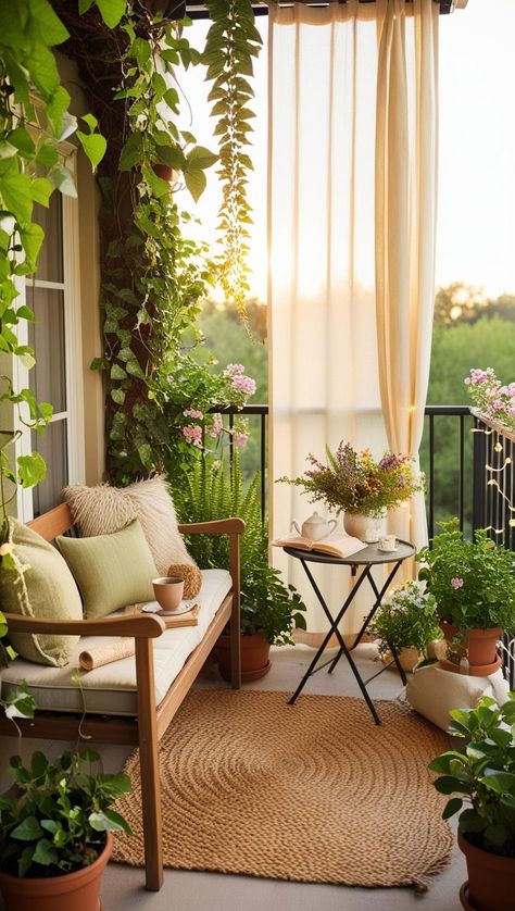 923ff644aa26d4d9c284e9129e7d9ef6 Cozy balcony with plants, soft pillows, and a wooden bench. Perfect spot for relaxation in a lush green setting. | Sky Rye Design Cozy balcony with plants, soft pillows, and a wooden bench. Perfect spot for relaxation in a lush green setting.