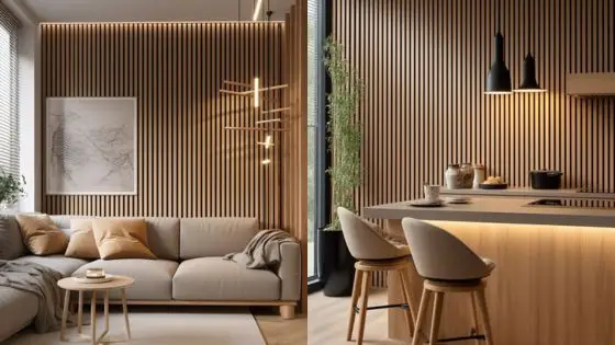 Elevate Your Industrial Space with Wall Panel Aluminium Modern living room with light wood paneling, cozy sofa, elegant kitchen, and ambient lighting for a warm atmosphere. | Sky Rye Design Modern living room with light wood paneling, cozy sofa, elegant kitchen, and ambient lighting for a warm atmosphere.