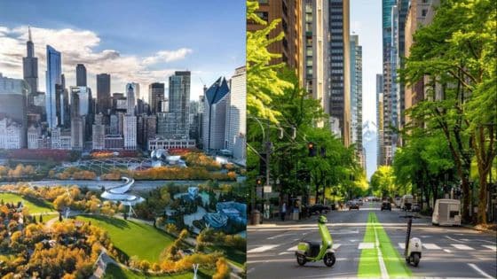How ULMAs Set Standards for High-Traffic Aerial view of a city skyline with green parks and a street with scooters and tall buildings. | Sky Rye Design Aerial view of a city skyline with green parks and a street with scooters and tall buildings.