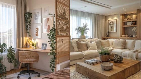 How to Set Up Your New Home After a Long-Distance Move A Room-by-Room Guide Cozy home interior with a stylish office nook and comfortable living area, featuring neutral tones and greenery. | Sky Rye Design Cozy home interior with a stylish office nook and comfortable living area, featuring neutral tones and greenery.