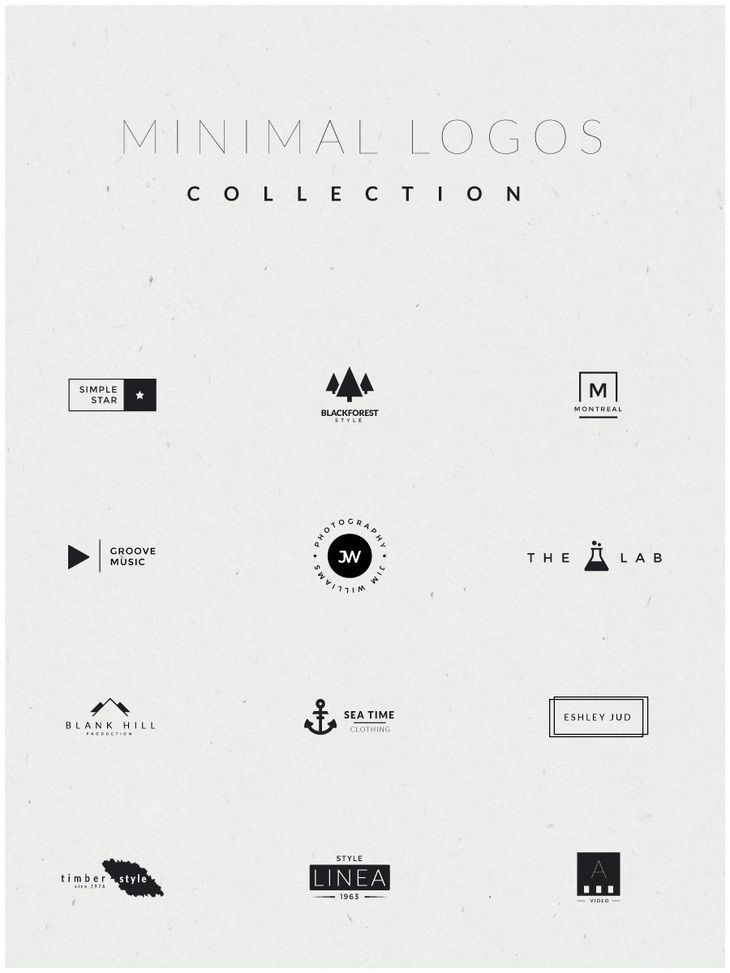 Minimal logos collection on a white background featuring various modern and simplistic design elements.