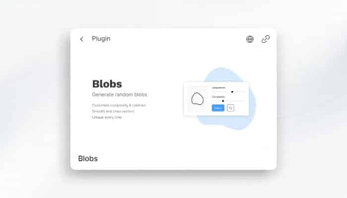 Blob generator plugin interface with complexity settings for creating unique, random vector shapes.