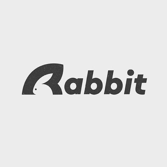 Creative logo design incorporating a rabbit silhouette into the word 'Rabbit' on a neutral background.