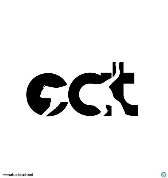 Negative Space Logos 2 Stylized cat text logo with a cat silhouette integrated into the letters. | Sky Rye Design Stylized cat text logo with a cat silhouette integrated into the letters.