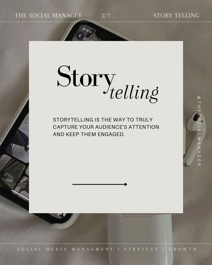 The Power of Storytelling 🗣️ Ever thought about Storytelling insights on a smartphone screen with AirPods, emphasizing audience engagement and strategy in social media. | Sky Rye Design Storytelling insights on a smartphone screen with AirPods, emphasizing audience engagement and strategy in social media.