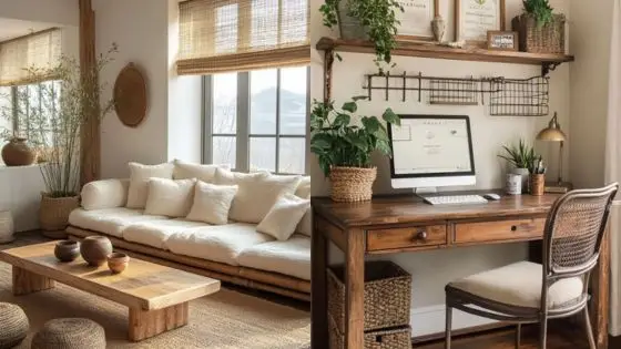 The ultimate guide to maintaining your wood furniture Modern living room and home office with rustic decor, wooden furniture, and indoor plants. Cozy and stylish interior design. | Sky Rye Design Modern living room and home office with rustic decor, wooden furniture, and indoor plants. Cozy and stylish interior design.