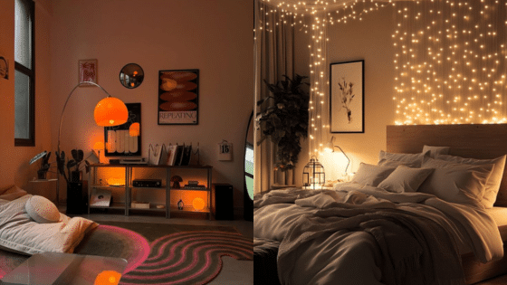 Viewing Deck Blog Cozy living room and bedroom with warm lighting, featuring accent lamps and string lights for a relaxing ambiance. | Sky Rye Design Cozy living room and bedroom with warm lighting, featuring accent lamps and string lights for a relaxing ambiance.