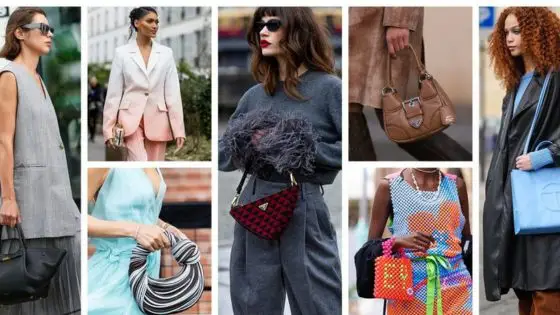 Viewing Deck Blog - 2025-04-11T161459013 Fashionable women showcasing diverse handbags and stylish outfits at a street style event. | Sky Rye Design Fashionable women showcasing diverse handbags and stylish outfits at a street style event.