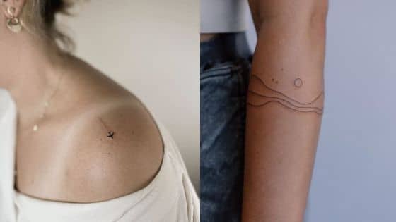Viewing Deck Blog - 2025-04-19T211241229 Minimalist tattoo designs: a small bird on a shoulder and abstract lines on a forearm, showcasing subtle body art. | Sky Rye Design Minimalist tattoo designs: a small bird on a shoulder and abstract lines on a forearm, showcasing subtle body art.