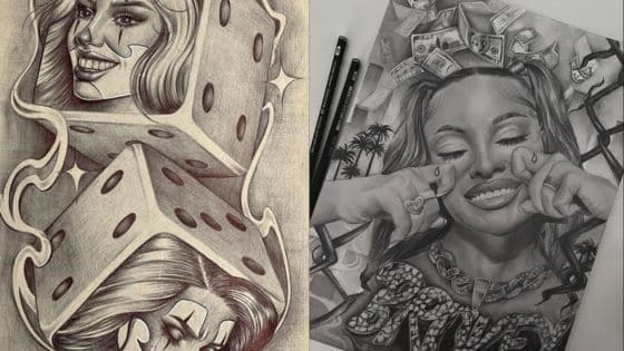 Viewing Deck Blog - 2025-04-29T221504234 Stylish pencil art with women integrated into dice, money, and palm tree elements, showcasing creative design. | Sky Rye Design Stylish pencil art with women integrated into dice, money, and palm tree elements, showcasing creative design.