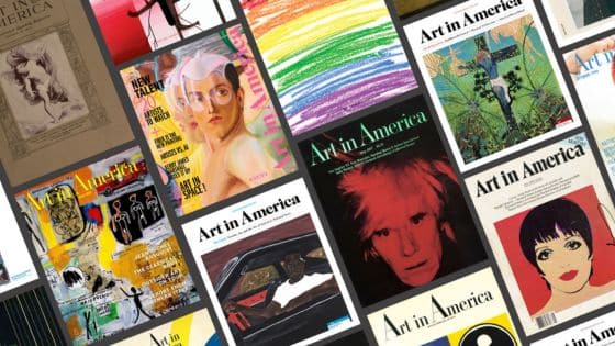 Collage of Art in America magazine covers showcasing diverse artwork and styles over the years.