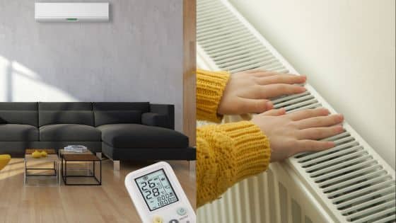 Viewing Deck Blog 21 Living room with air conditioner and person warming hands on heater, highlighting climate control and comfort indoors. | Sky Rye Design Living room with air conditioner and person warming hands on heater, highlighting climate control and comfort indoors.