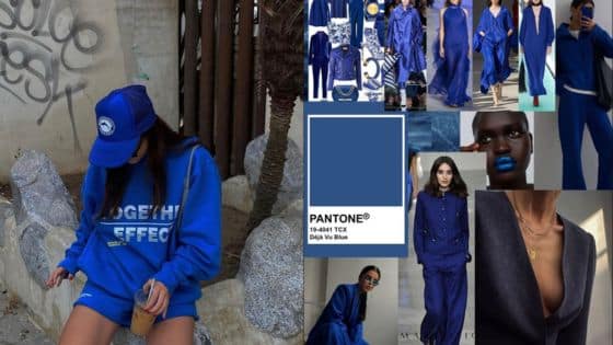Viewing Deck Blog 24 Collage showcasing trendy designs and fashion in Pantone's Deep Dive Blue shade, featuring models and urban style. | Sky Rye Design Collage showcasing trendy designs and fashion in Pantone's Deep Dive Blue shade, featuring models and urban style.