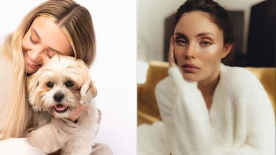 Viewing Deck Blog 3 Woman hugging fluffy dog; serene woman in cozy white sweater on a sofa. | Sky Rye Design Woman hugging fluffy dog; serene woman in cozy white sweater on a sofa.