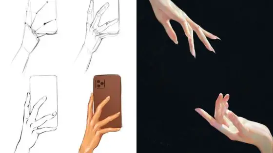 Viewing Deck Blog 4 Illustration of hands, left side shows phone grip sketches, right side features reaching hands in artistic style. | Sky Rye Design Illustration of hands, left side shows phone grip sketches, right side features reaching hands in artistic style.