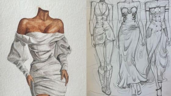 Viewing Deck Blog 87 Fashion design sketch showcasing elegant dresses and intricate garment details. | Sky Rye Design Fashion design sketch showcasing elegant dresses and intricate garment details.