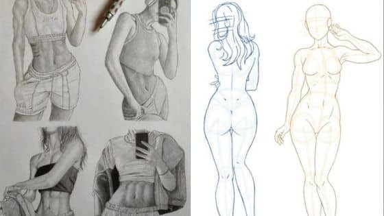 Viewing Deck Blog 98 Pencil sketches and drawings of female body poses, showcasing anatomy and clothing details for art reference. | Sky Rye Design Pencil sketches and drawings of female body poses, showcasing anatomy and clothing details for art reference.