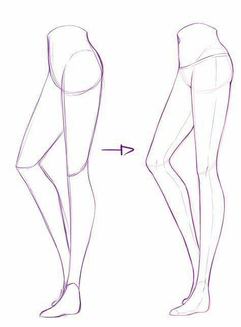 Sketch comparison of two sets of legs, highlighting differences in proportion and posture for drawing reference.