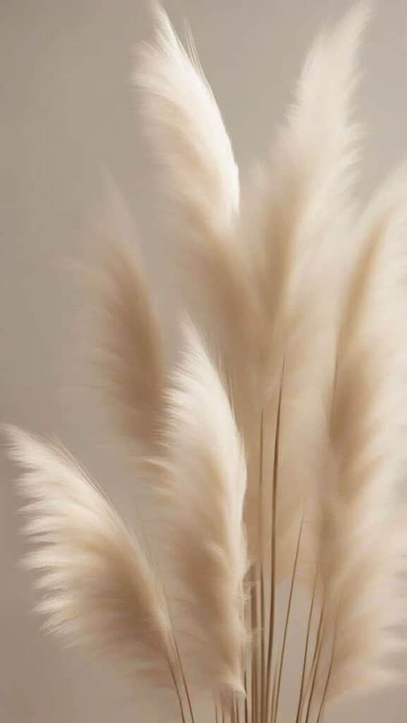 Soft beige pampas grass against a neutral background, creating a calming and elegant aesthetic.