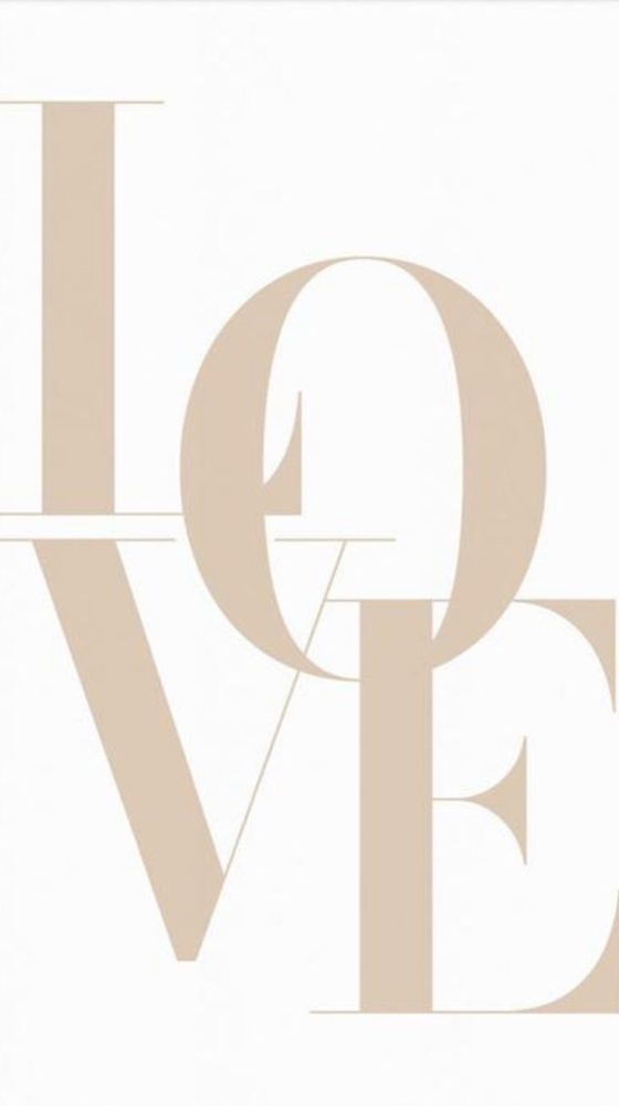 Stylized LOVE text in beige on a white background, artistic typography design.