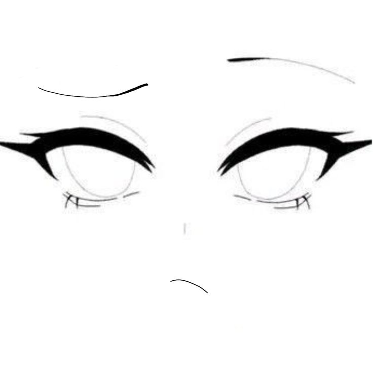 Minimalist anime-style eyes and mouth drawing, showcasing expressive and bold lines on a white background.
