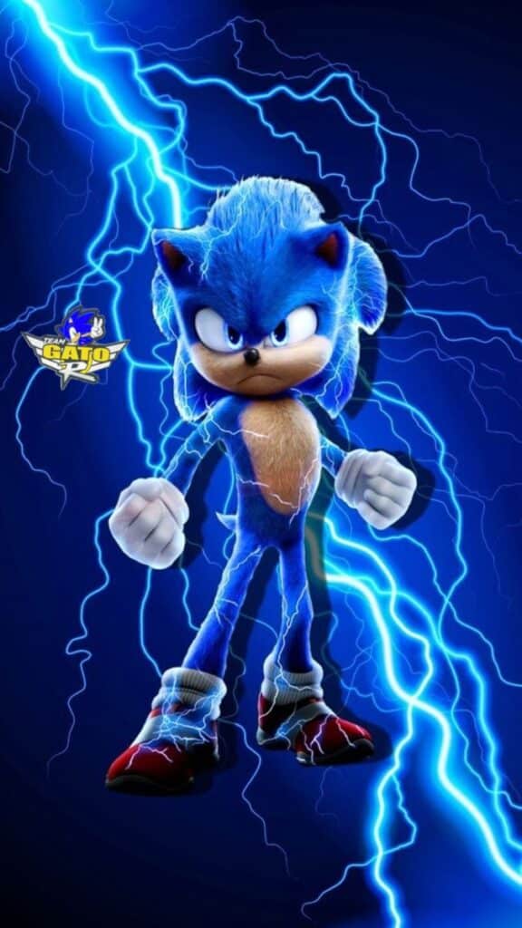 Blue animated character with electrical energy in a dynamic, powerful pose, surrounded by blue lightning effects.