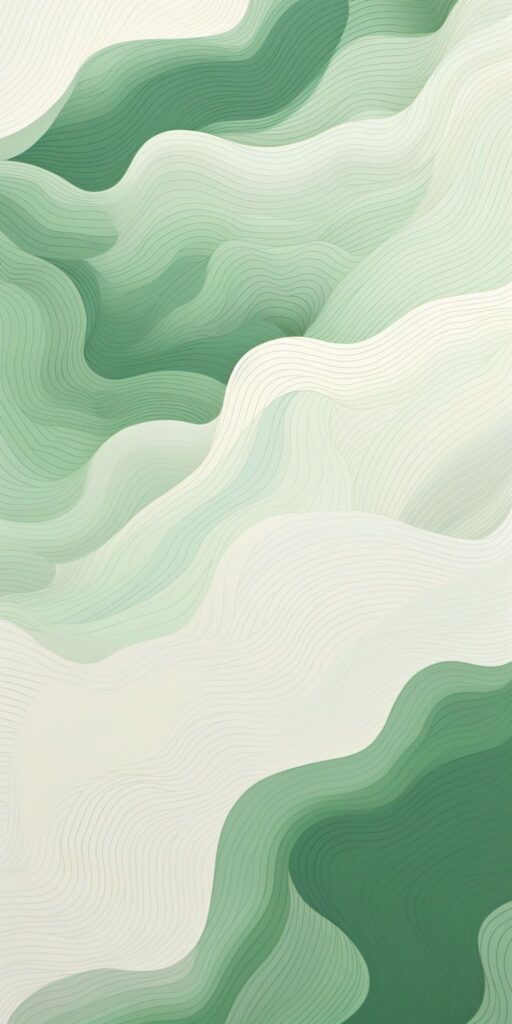 Abstract green waves with fluid lines, creating a calming and harmonious visual pattern.
