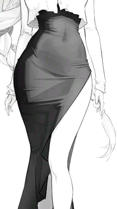 Elegant black evening gown with high slit, showcasing sophisticated fashion design.