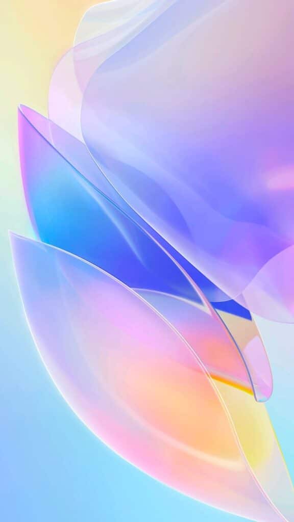 Abstract pastel gradient shapes creating a soft and vibrant modern background design in blue, purple, and orange hues.