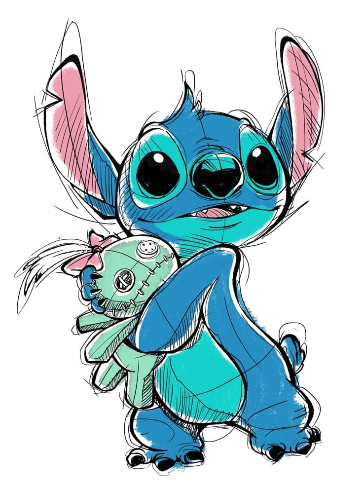 Blue alien creature hugging a green plush doll, showcasing a cute and playful expression.