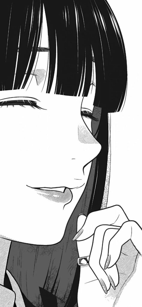 9665582a-577f-4838-8c9d-262074d20457 Black and white manga illustration of a confident woman smiling with long hair and closed eyes. | Sky Rye Design Black and white manga illustration of a confident woman smiling with long hair and closed eyes.